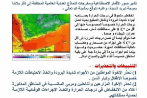 الأرصاد الجوية تحذر من موجة صقيع شديدة
